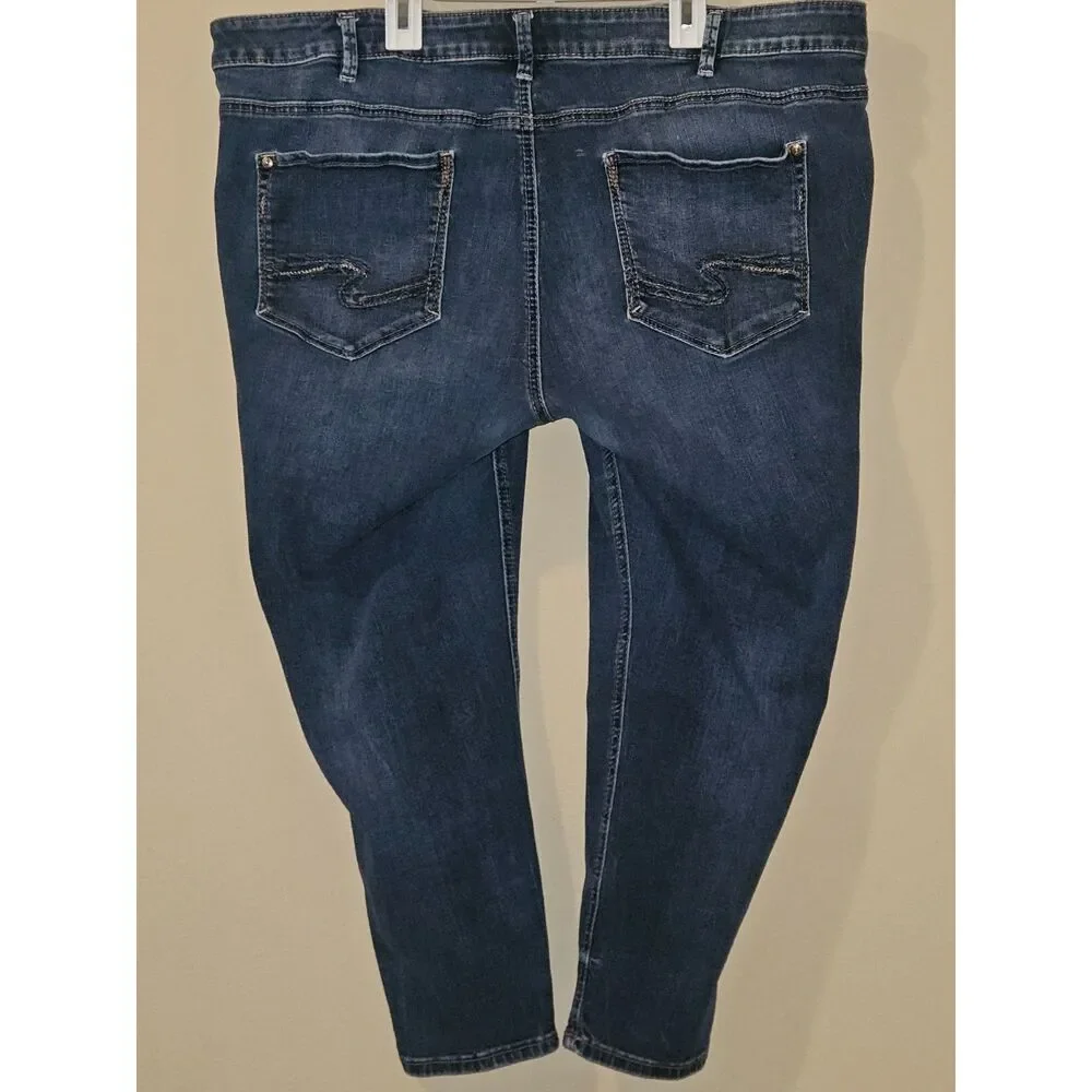 Silver Jeans Co Suki Skinny Crop Blue Jeans Women's Plus Size 20 W43969SSX404